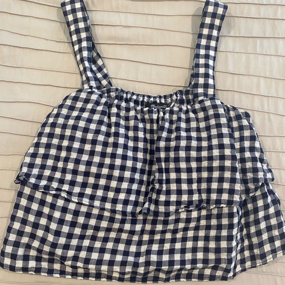 Madewell Navy GIngham Top